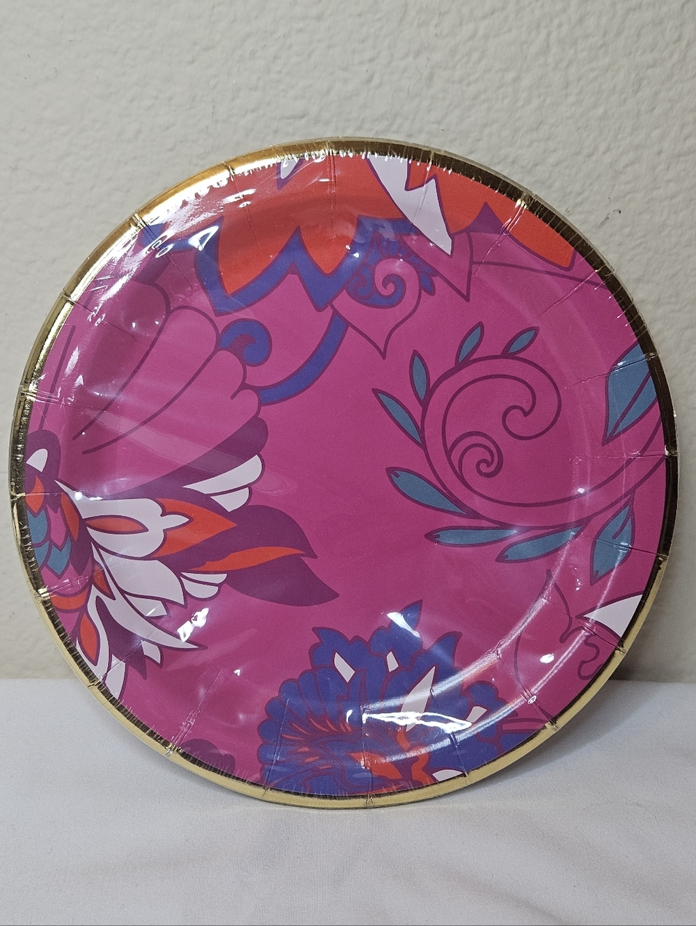 42 Pc Set Celebrate It Pink Floral Party Tablecloth Plates Napkins Tray NEW - Picture 6 of 14